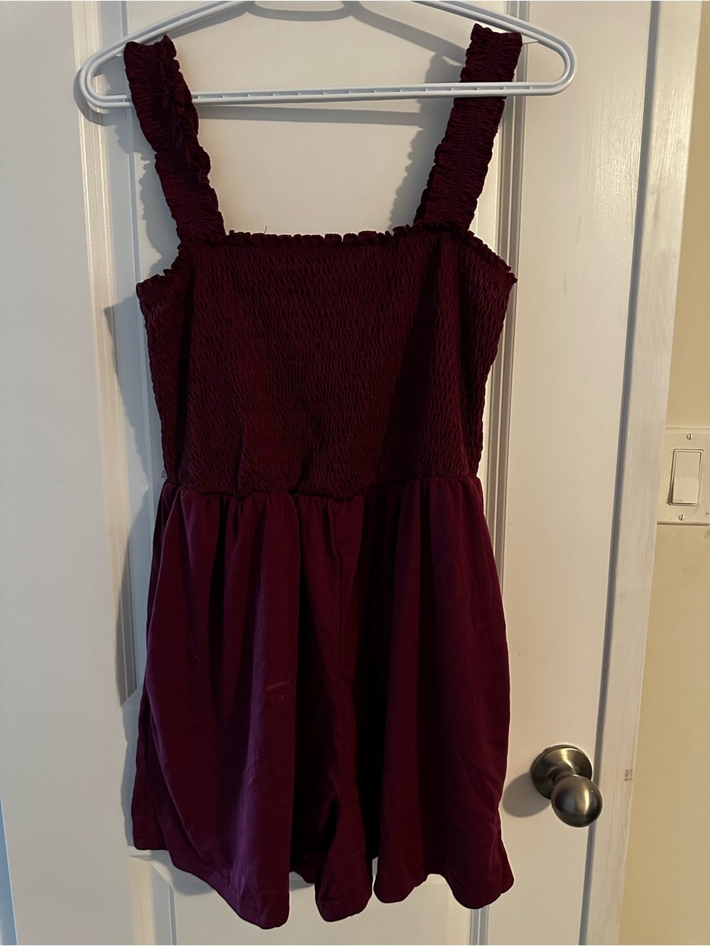 Smocked Strap Burgundy Romper